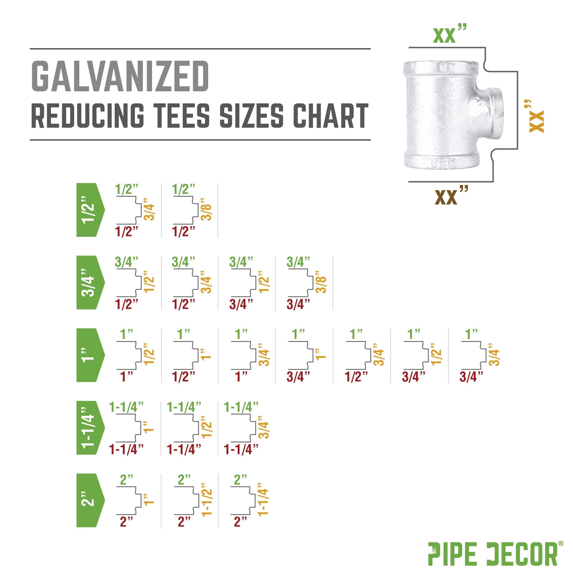 1 in. x 3/4 in. x 3/4 in. Galvanized Reducing Tee
