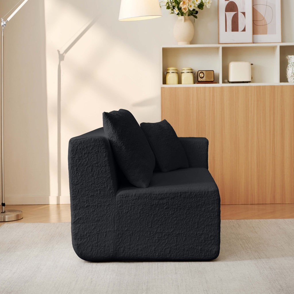 Modern Modular 104' Cloud Sectional Couch with L-Shape Chaise, Deep Seat, Black Chenille, No Assembly Required