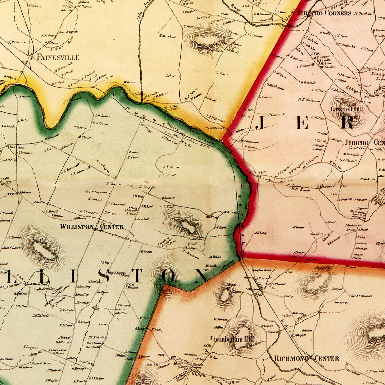 Vintage Map of Chittenden County, Vermont 1857