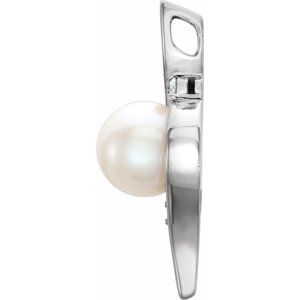 Platinum Cultured White Freshwater Pearl & .03 CTW Natural Diamond Pendant