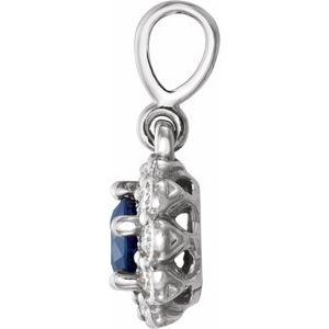 Sterling Silver Natural Blue Sapphire & 1/8 CTW Natural Diamond Pendant