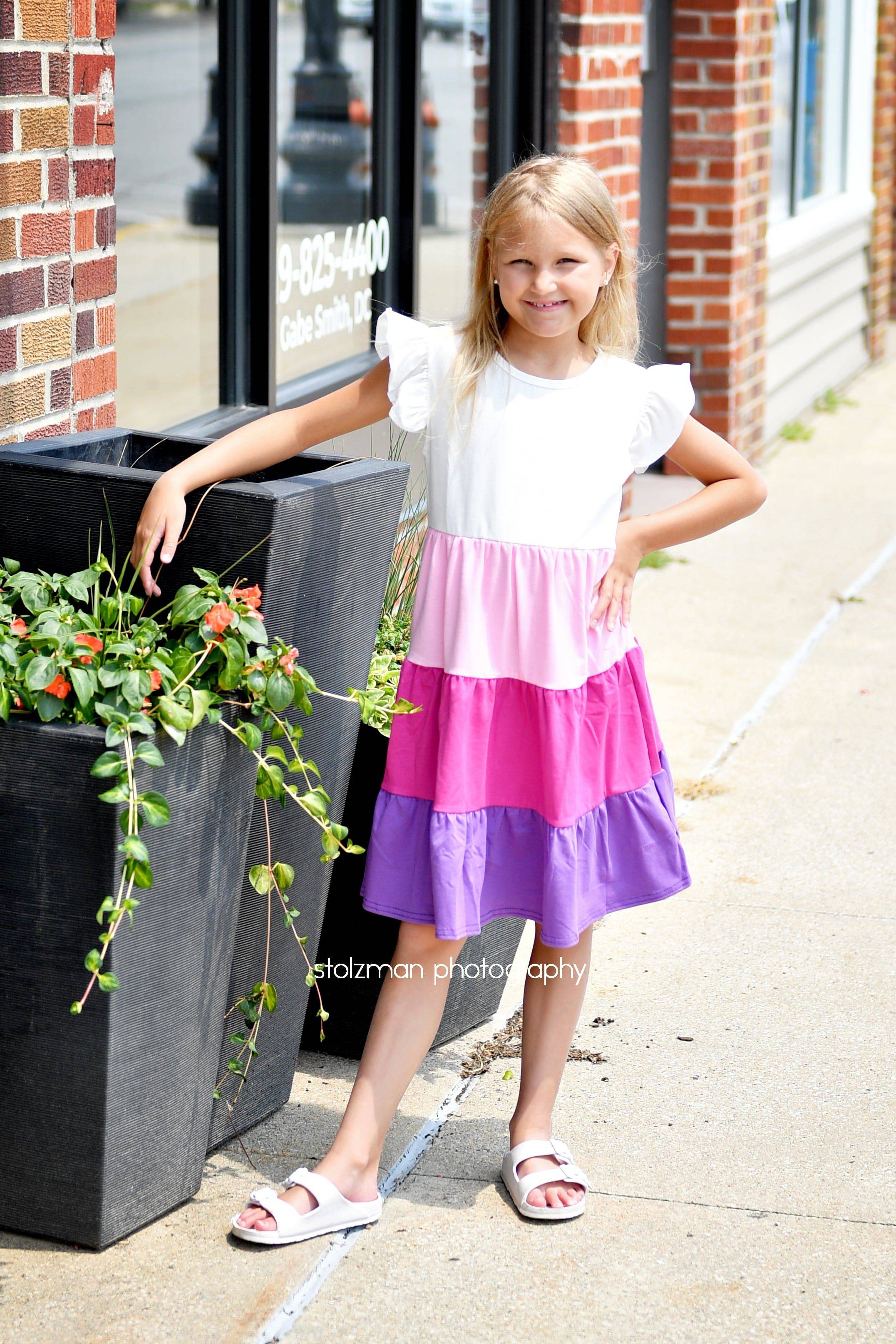 Shades of Purple Flutter Dress