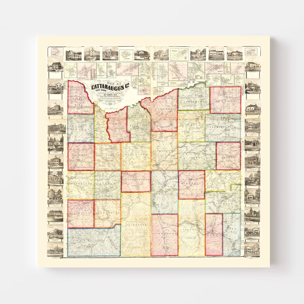Vintage Map of Cattaraugus County, New York 1856