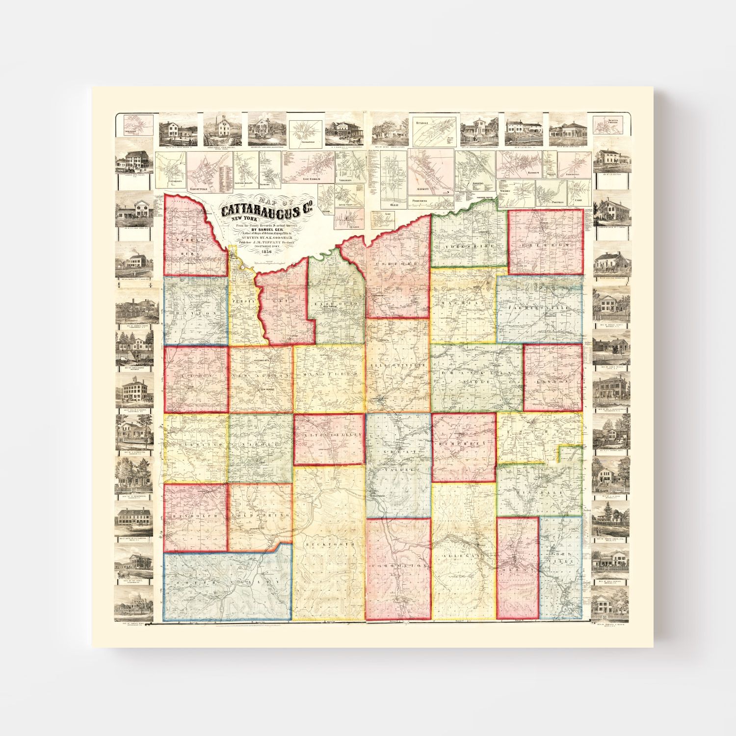 Vintage Map of Cattaraugus County, New York 1856
