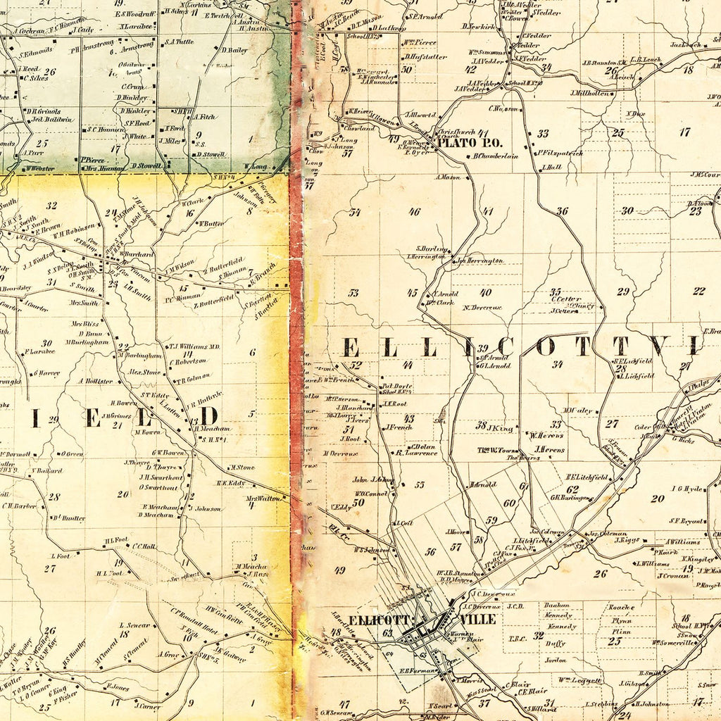 Vintage Map of Cattaraugus County, New York 1856