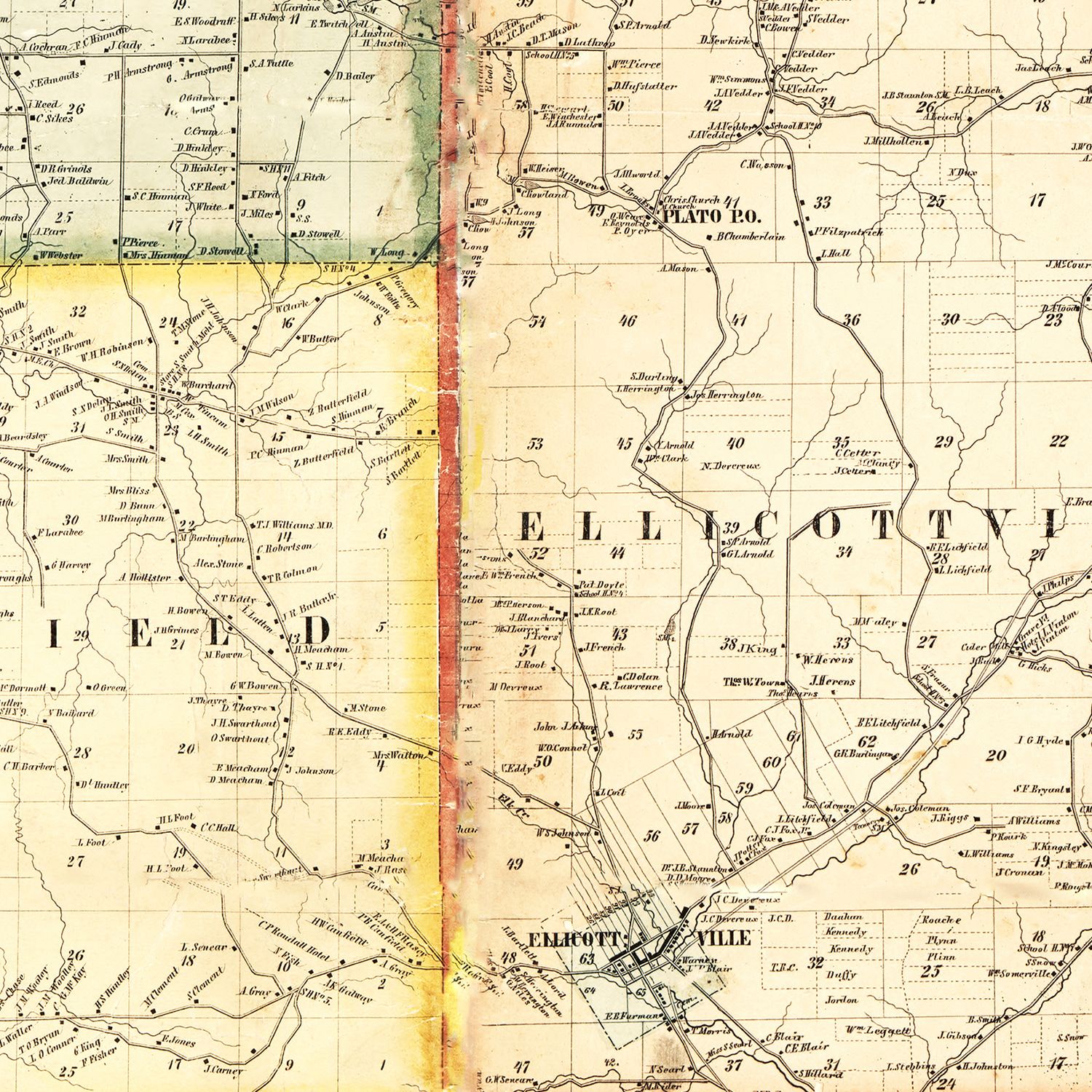 Vintage Map of Cattaraugus County, New York 1856
