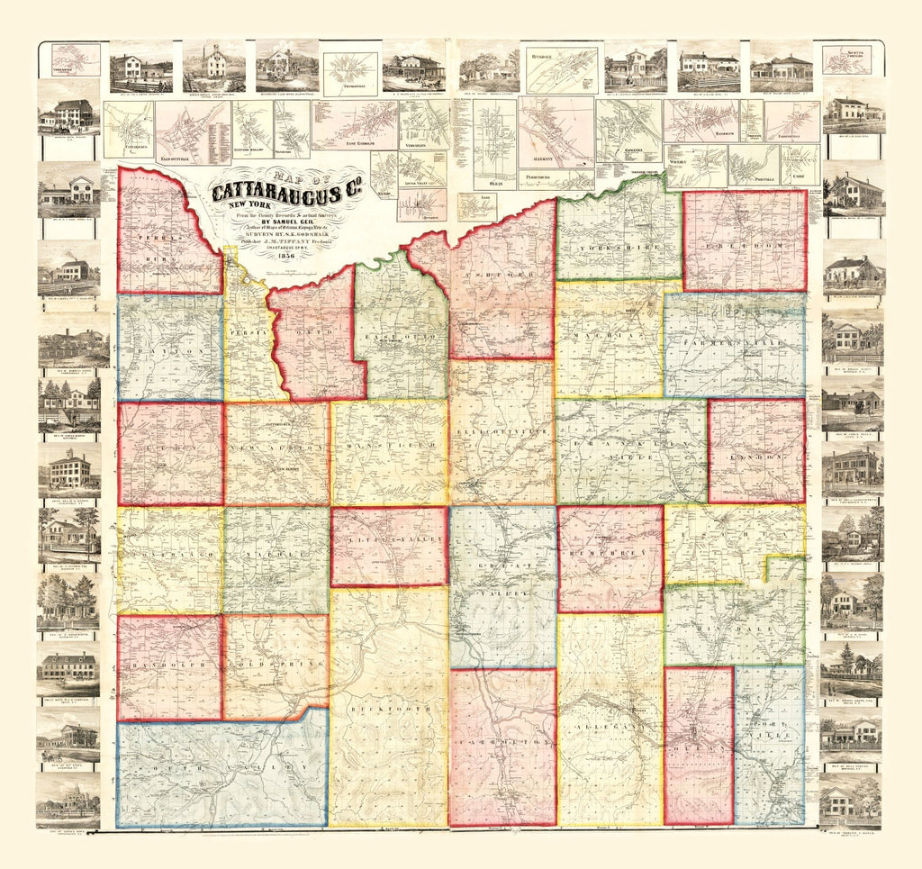 Vintage Map of Cattaraugus County, New York 1856