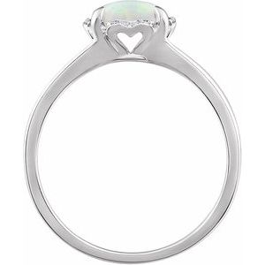 14K White Gold Lab-Grown Opal & .05 CTW Natural Diamond Ring