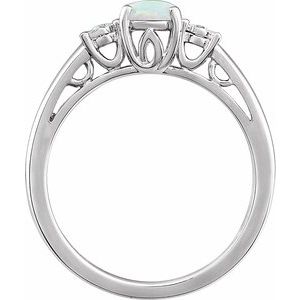 14K White Gold Lab-Grown Opal & .04 CTW Natural Diamond Ring
