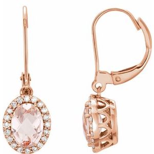 14K Rose Gold Natural Pink Morganite & 1/5 CTW Natural Diamond Earrings