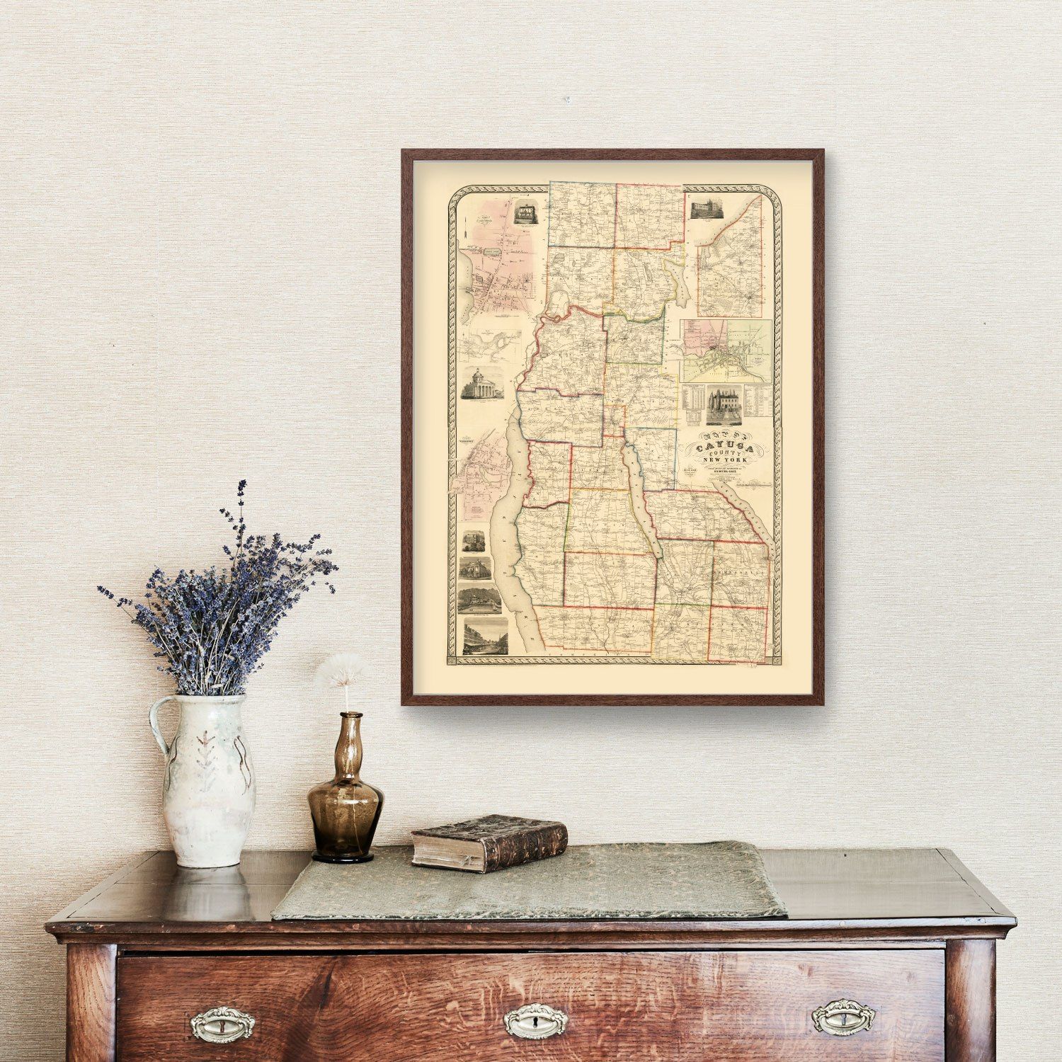 Vintage Map of Cayuga County, New York 1853