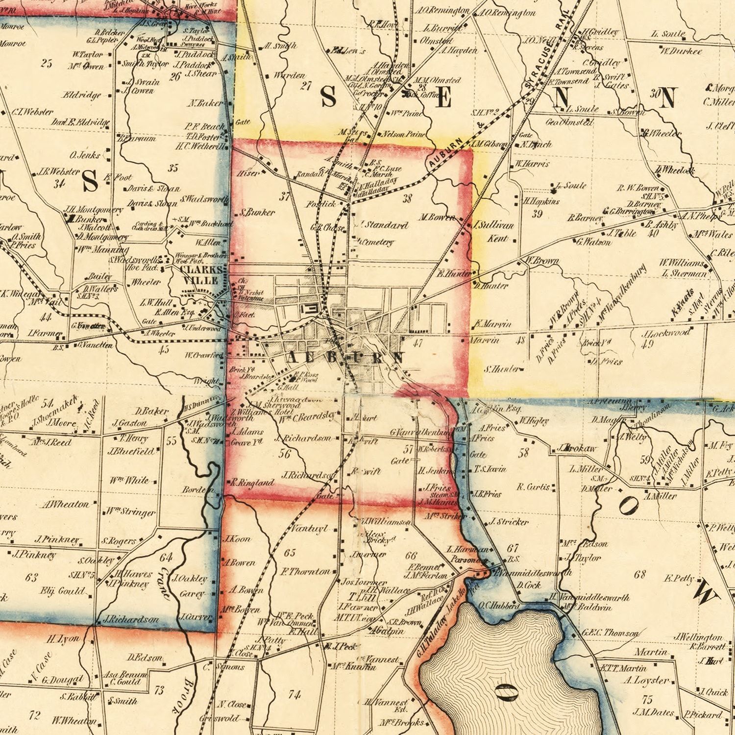 Vintage Map of Cayuga County, New York 1853