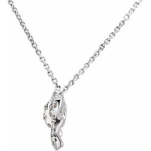 14K White Gold 1/6 CTW Natural Diamond Bow 18" Necklace