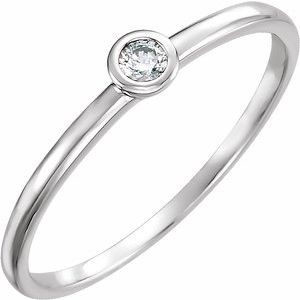 14K White Gold .06 CT Natural Diamond Bezel-Set Ring