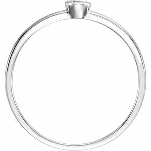 14K White Gold .06 CT Natural Diamond Bezel-Set Ring