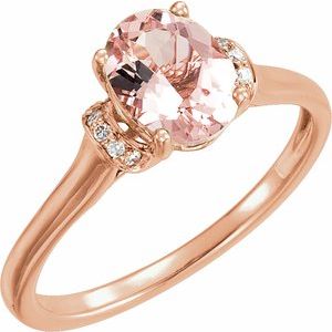 14K Rose Gold Natural Pink Morganite & .05 CTW Natural Diamond Ring