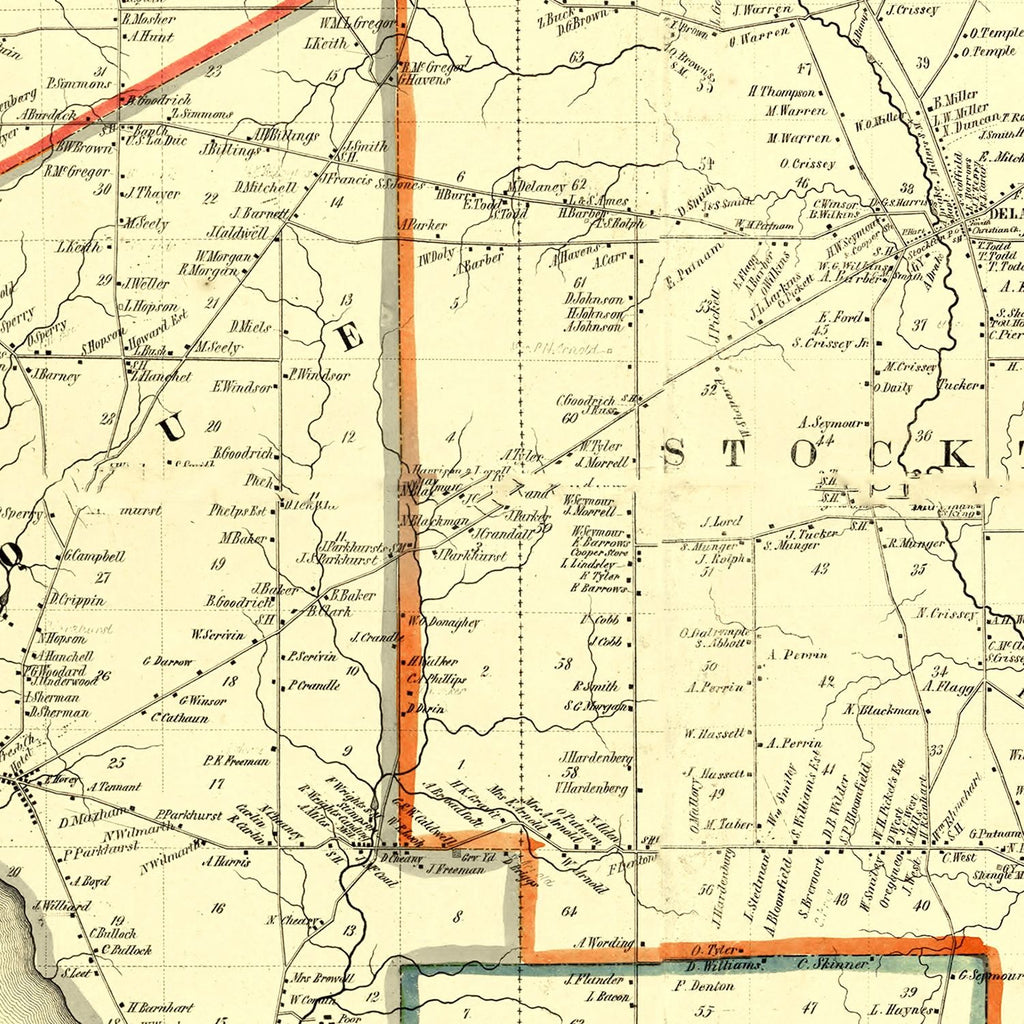 Vintage Map of Chautauque County, New York 1854