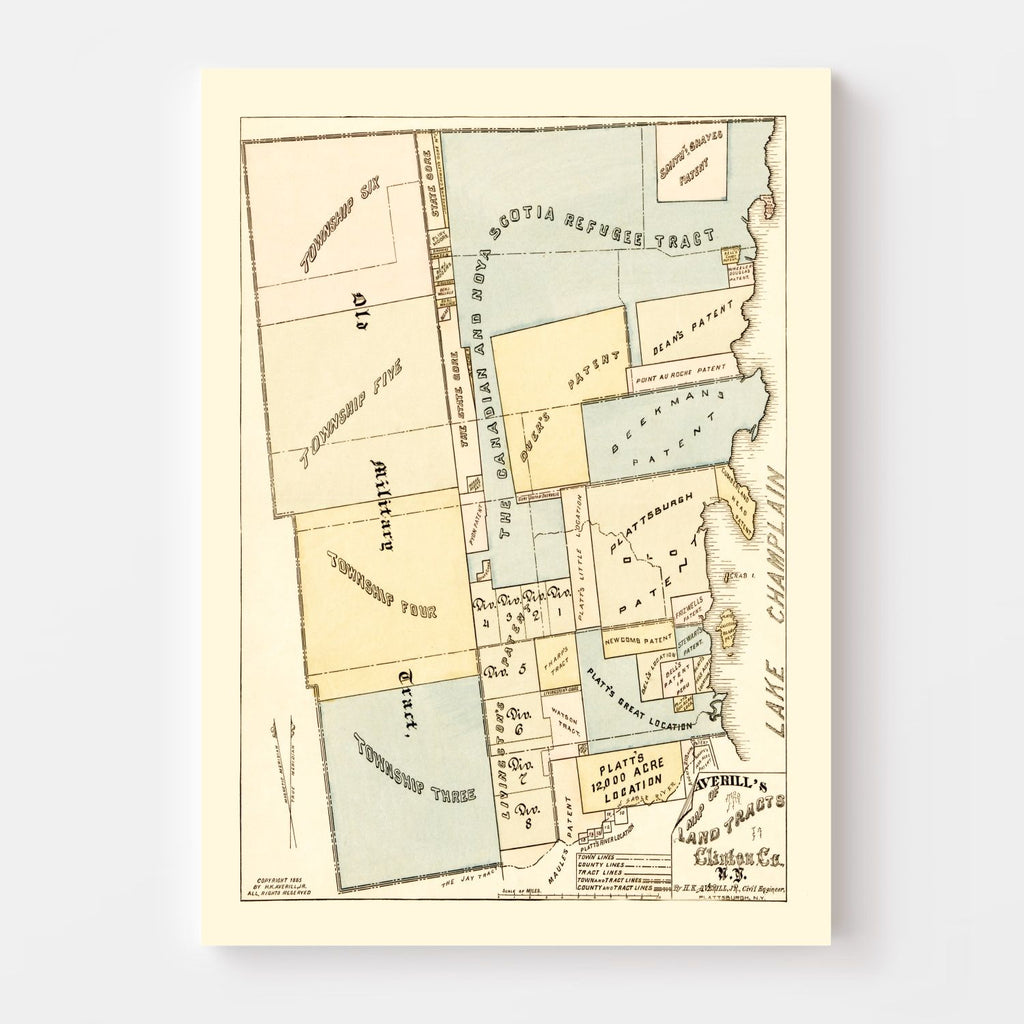 Vintage Map of Clinton County, New York 1885