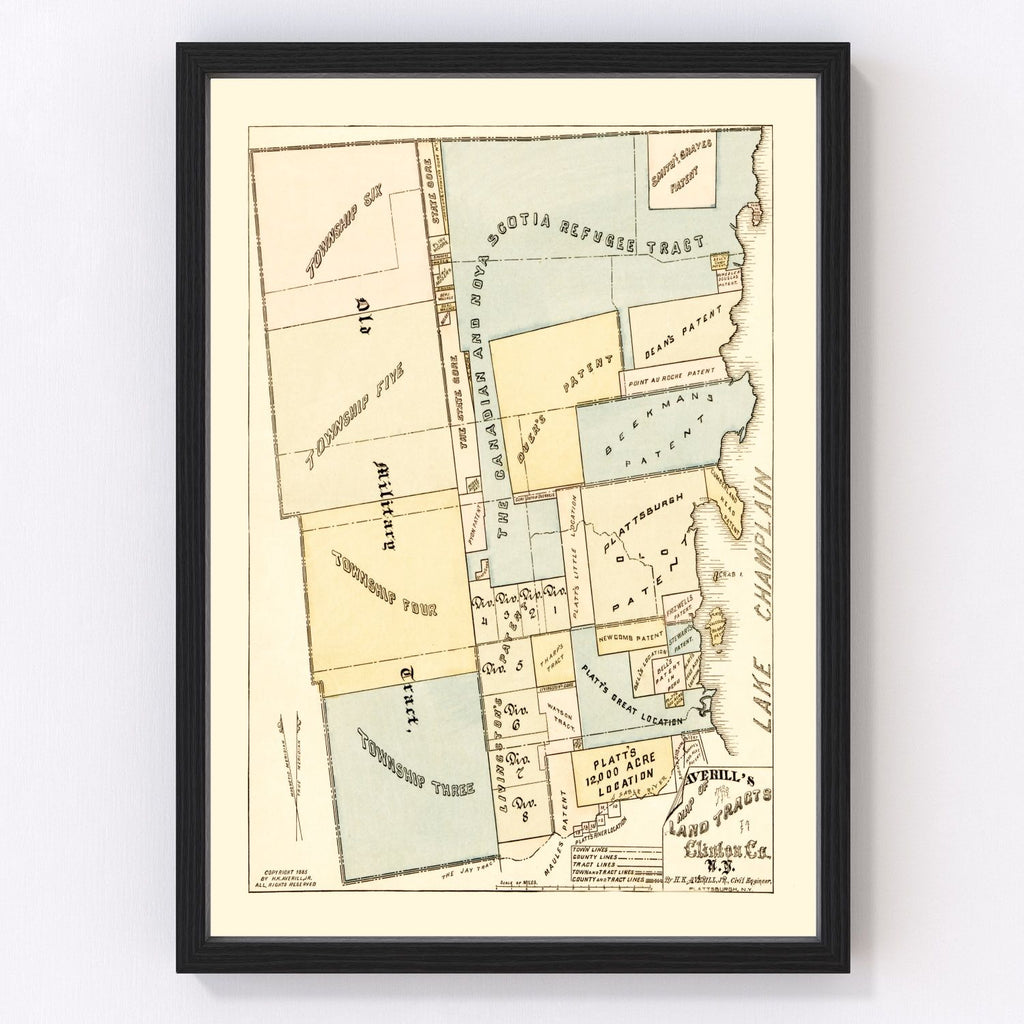 Vintage Map of Clinton County, New York 1885