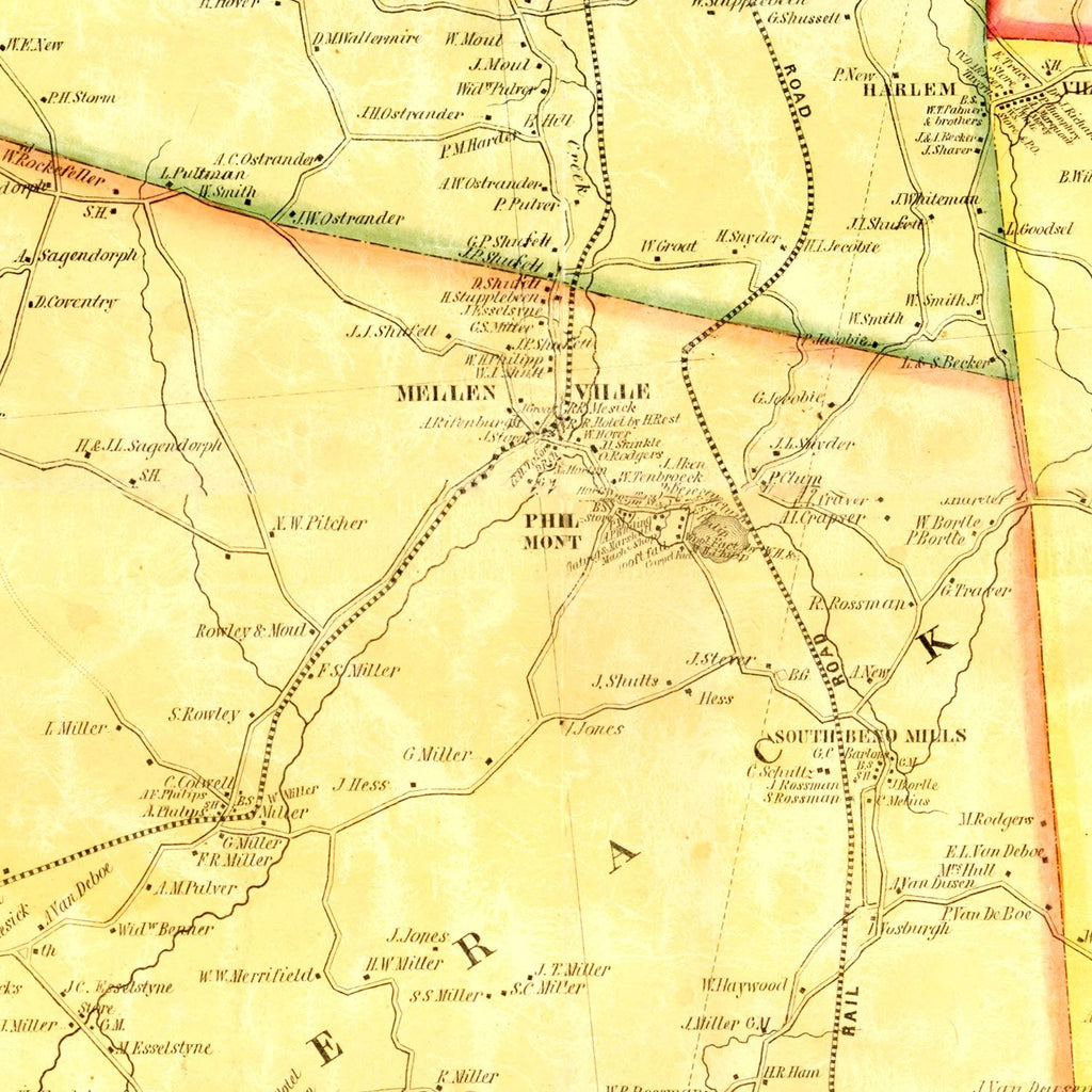 Vintage Map of Columbia County, New York 1851