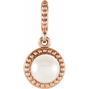14K Rose Gold Cultured White Freshwater Pearl Pendant