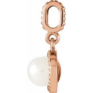14K Rose Gold Cultured White Freshwater Pearl Pendant