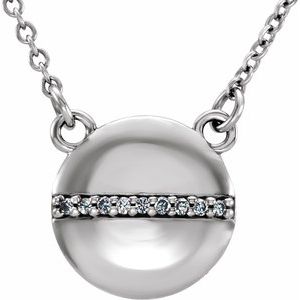 14K White Gold .025 CTW Natural Diamond Circle 16" Necklace