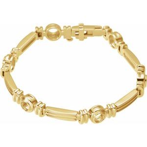 18K Yellow Gold 3.4 mm Round Seven-Station Line 7" Bracelet Mounting