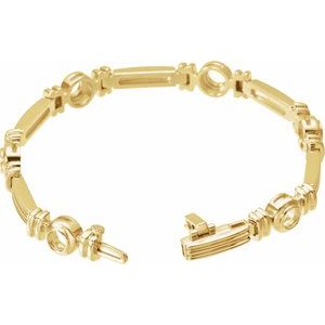 18K Yellow Gold 3.4 mm Round Seven-Station Line 7" Bracelet Mounting – image 2