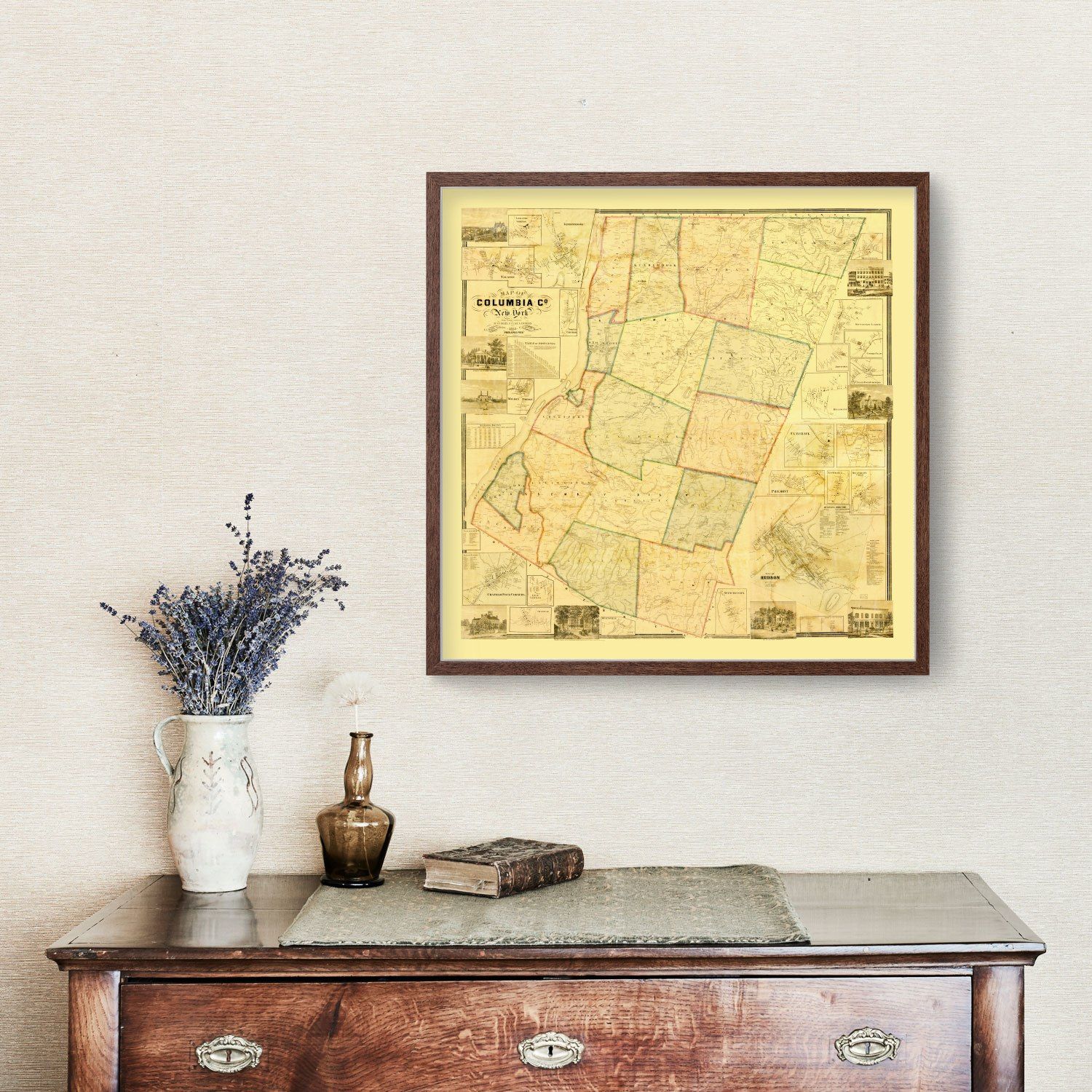 Vintage Map of Columbia County, New York 1858