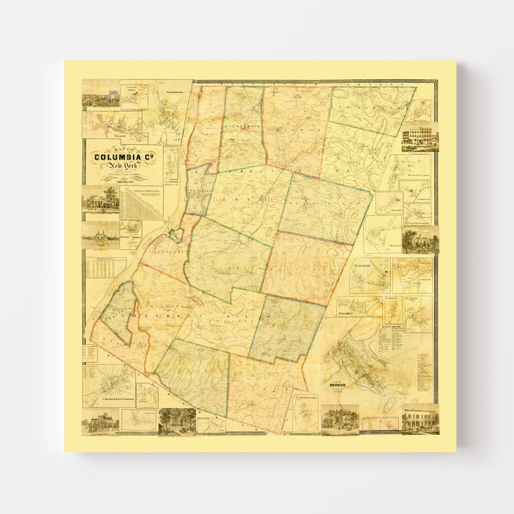 Vintage Map of Columbia County, New York 1858
