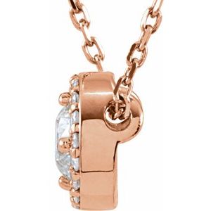 14K Rose Gold 1/5 CTW Natural Diamond Halo-Style 16" Necklace