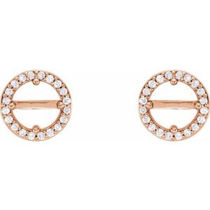 14K Rose Gold 5.8 mm Round 1/8 CTW Natural Diamond Semi-Set Earrings – image 2