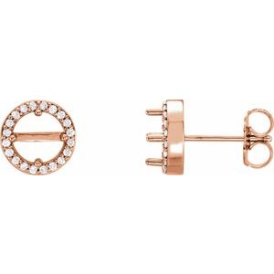 14K Rose Gold 5.2 mm Round 1/10 CTW Natural Diamond Semi-Set Earrings