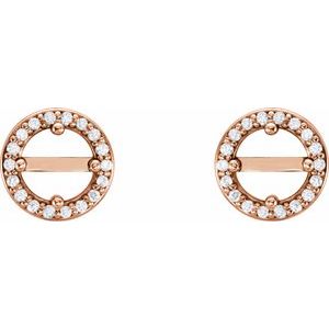 14K Rose Gold 4.5 mm Round .08 CTW Natural Diamond Semi-Set Earrings – image 2