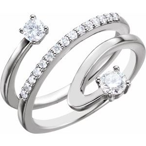 14K White Gold 1/2 CTW Natural Diamond Freeform Ring