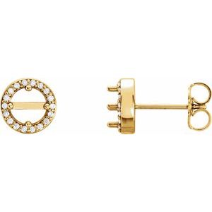 14K Yellow Gold 5.8 mm Round 1/8 CTW Natural Diamond Semi-Set Earrings