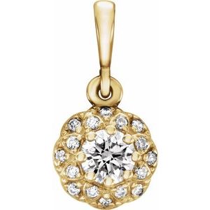 14K Yellow Gold 1/4 CTW Natural Diamond Halo-Style Pendant