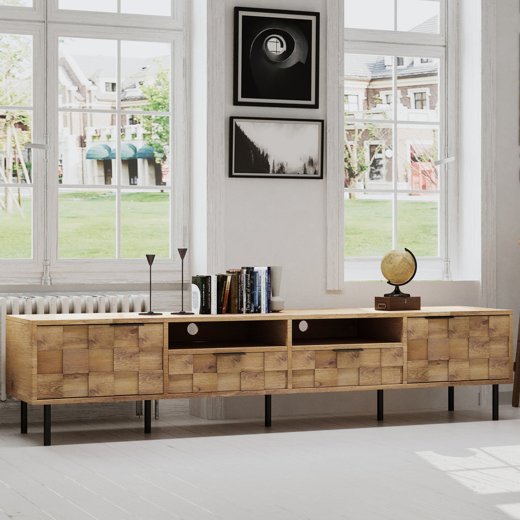 Mid Century TV Stand with 2 Drawers, Media Console Table for TVs up to 85'', Entertainment Center with Storage for Living room, Bedroom, Home Theatre