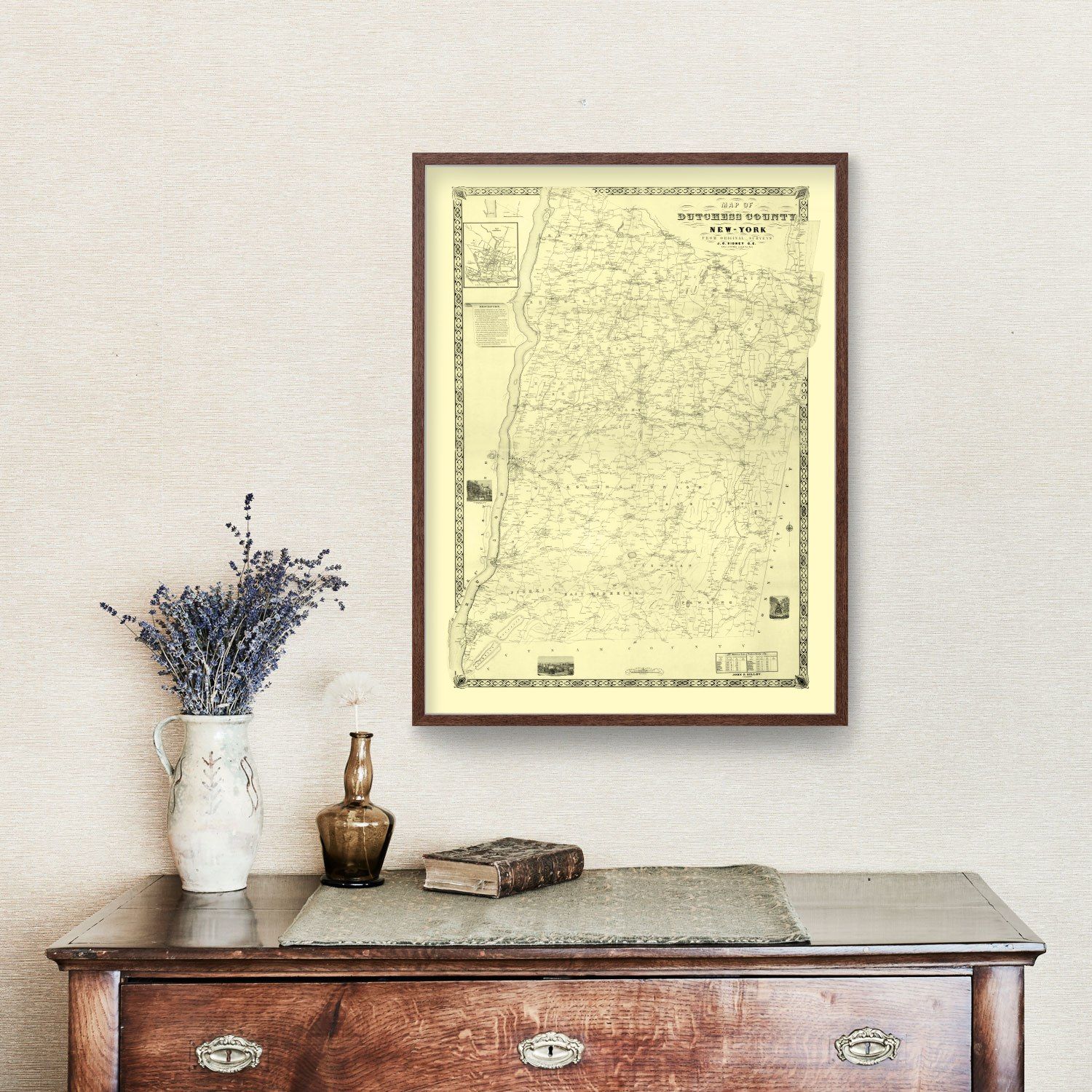 Vintage Map of Dutchess County, New York 1850