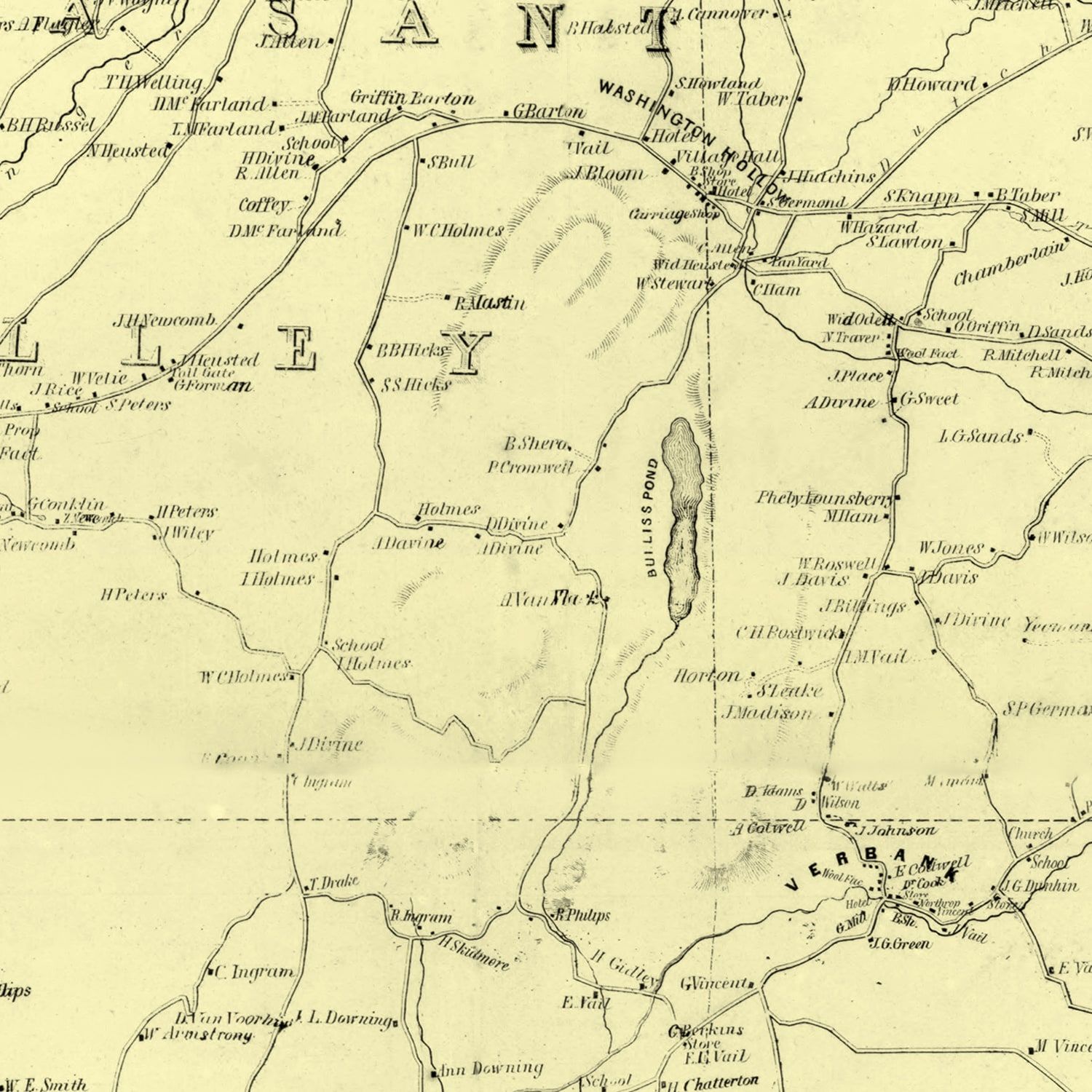 Vintage Map of Dutchess County, New York 1850