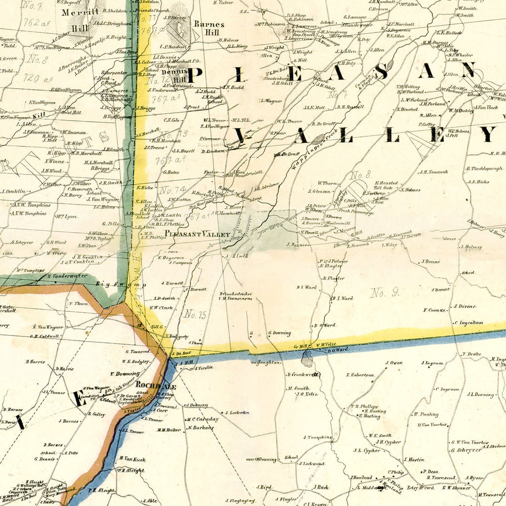 Vintage Map of Dutchess County, New York 1858