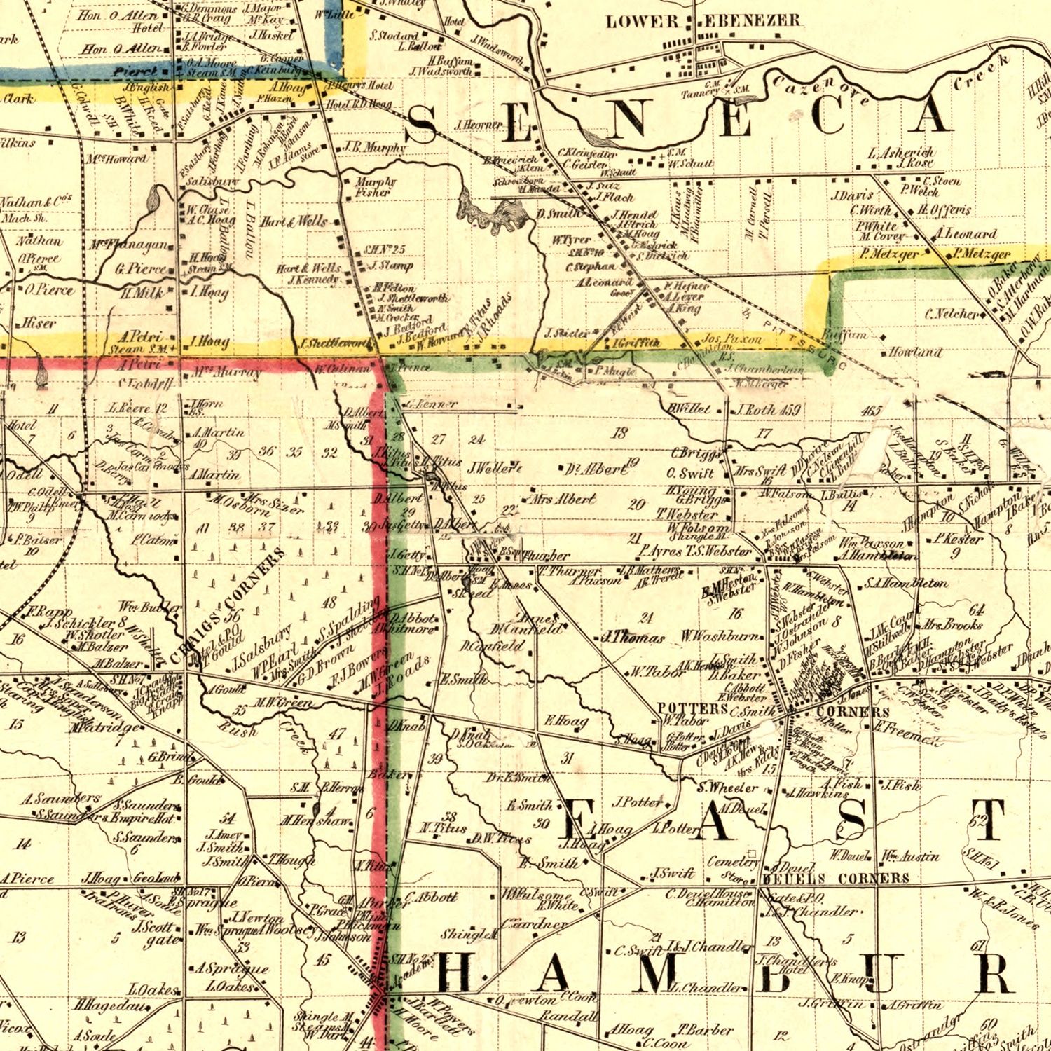 Vintage Map of Erie County, New York 1854