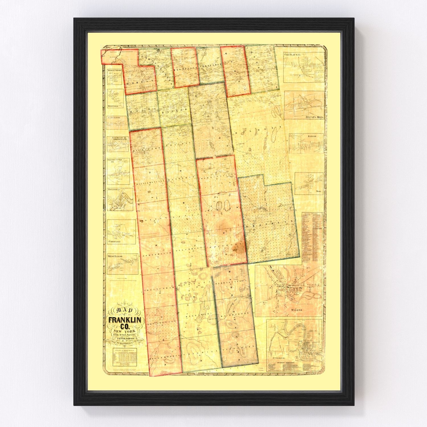 Vintage Map of Franklin County, New York 1858