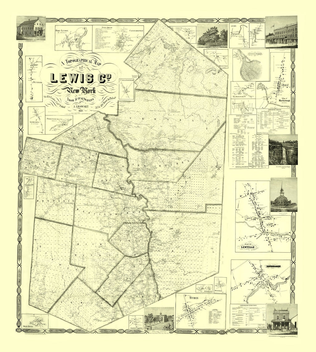 Vintage Map of Lewis County, New York 1857