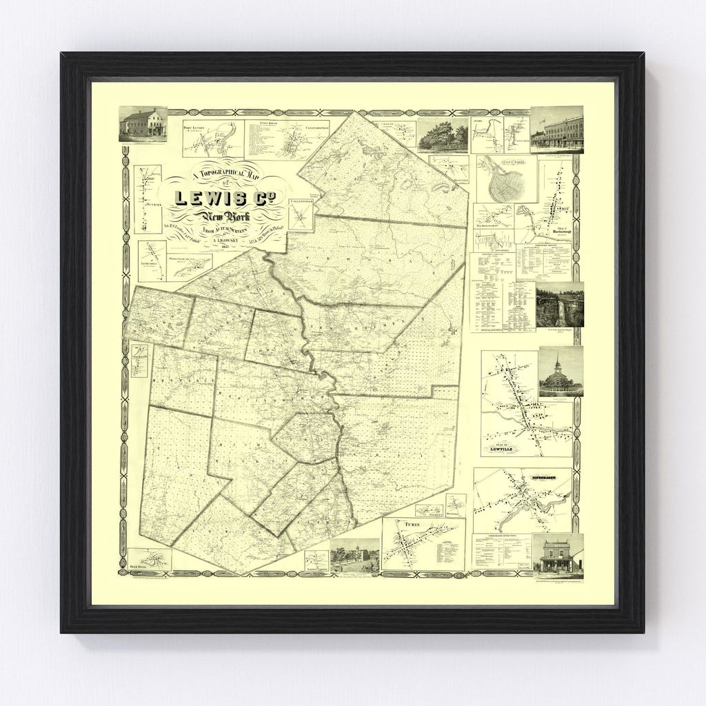 Vintage Map of Lewis County, New York 1857