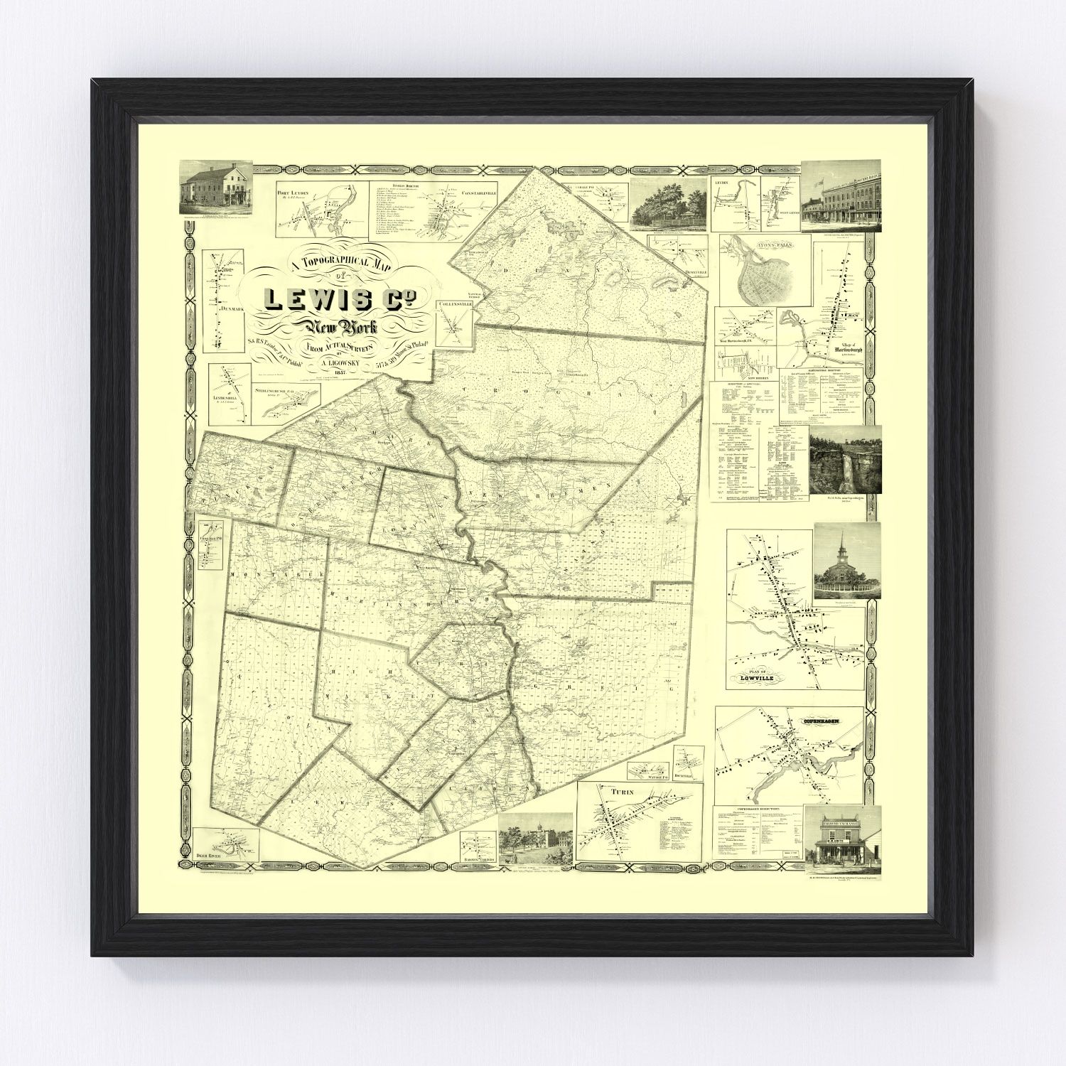 Vintage Map of Lewis County, New York 1857