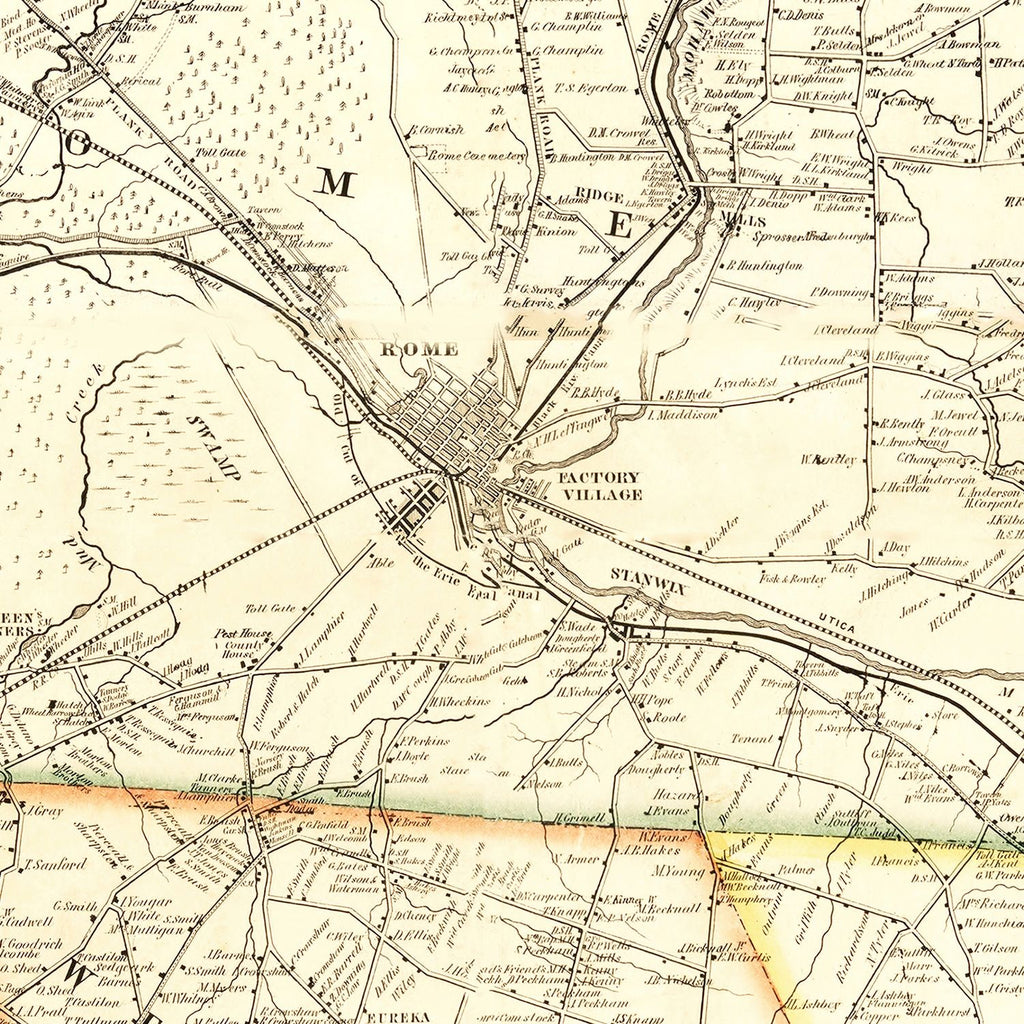 Vintage Map of Oneida County, New York 1852
