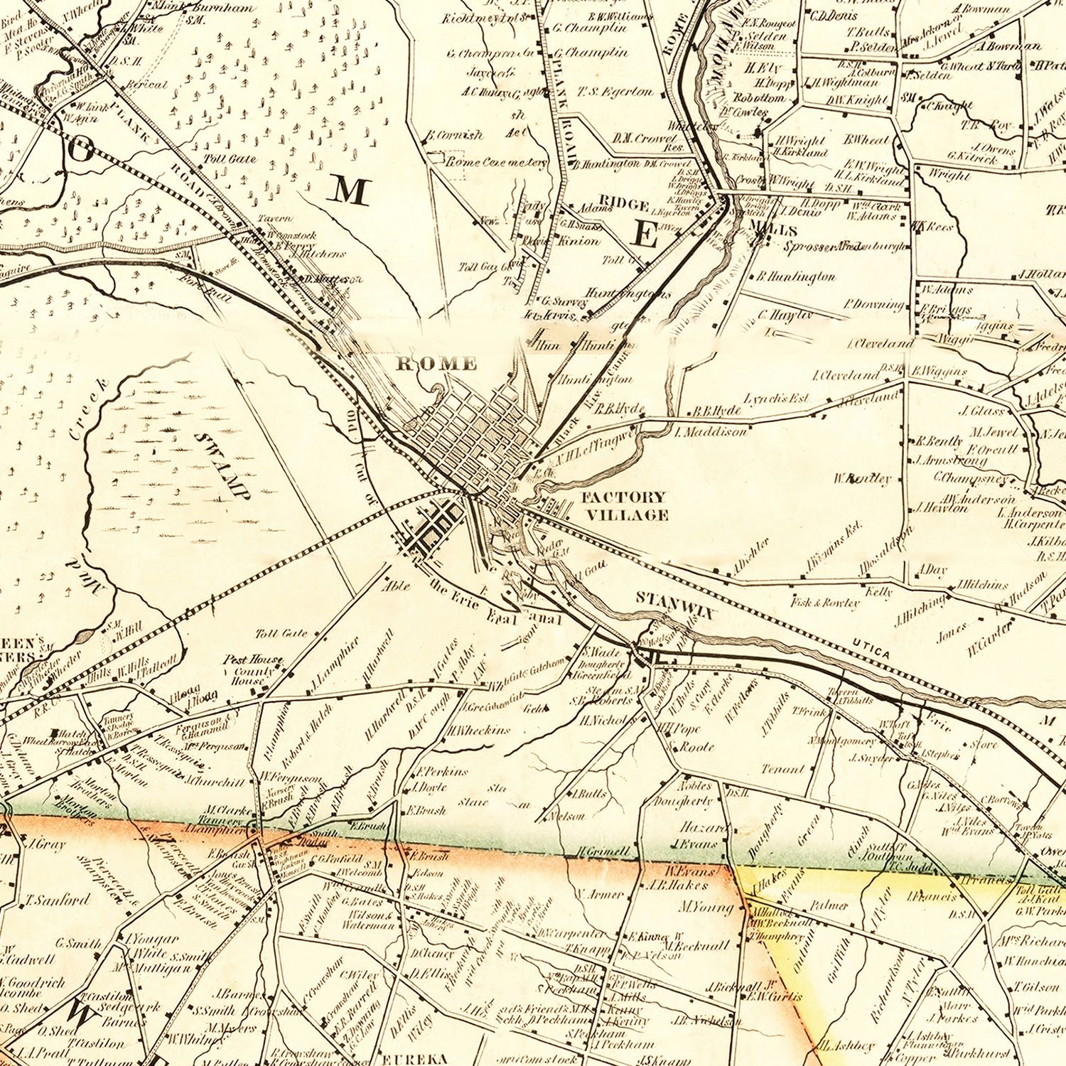 Vintage Map of Oneida County, New York 1852