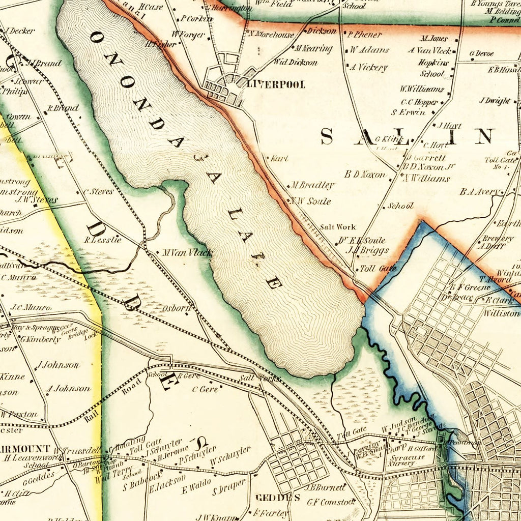 Vintage Map of Onondaga County, New York 1852